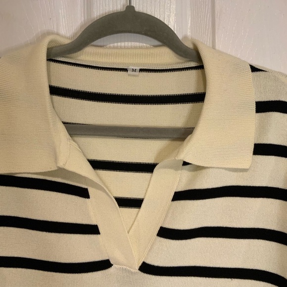 Striped Black and White Women's Sweater - Picture 4 of 12